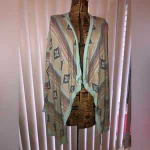 Patterned blue and grey cardigan